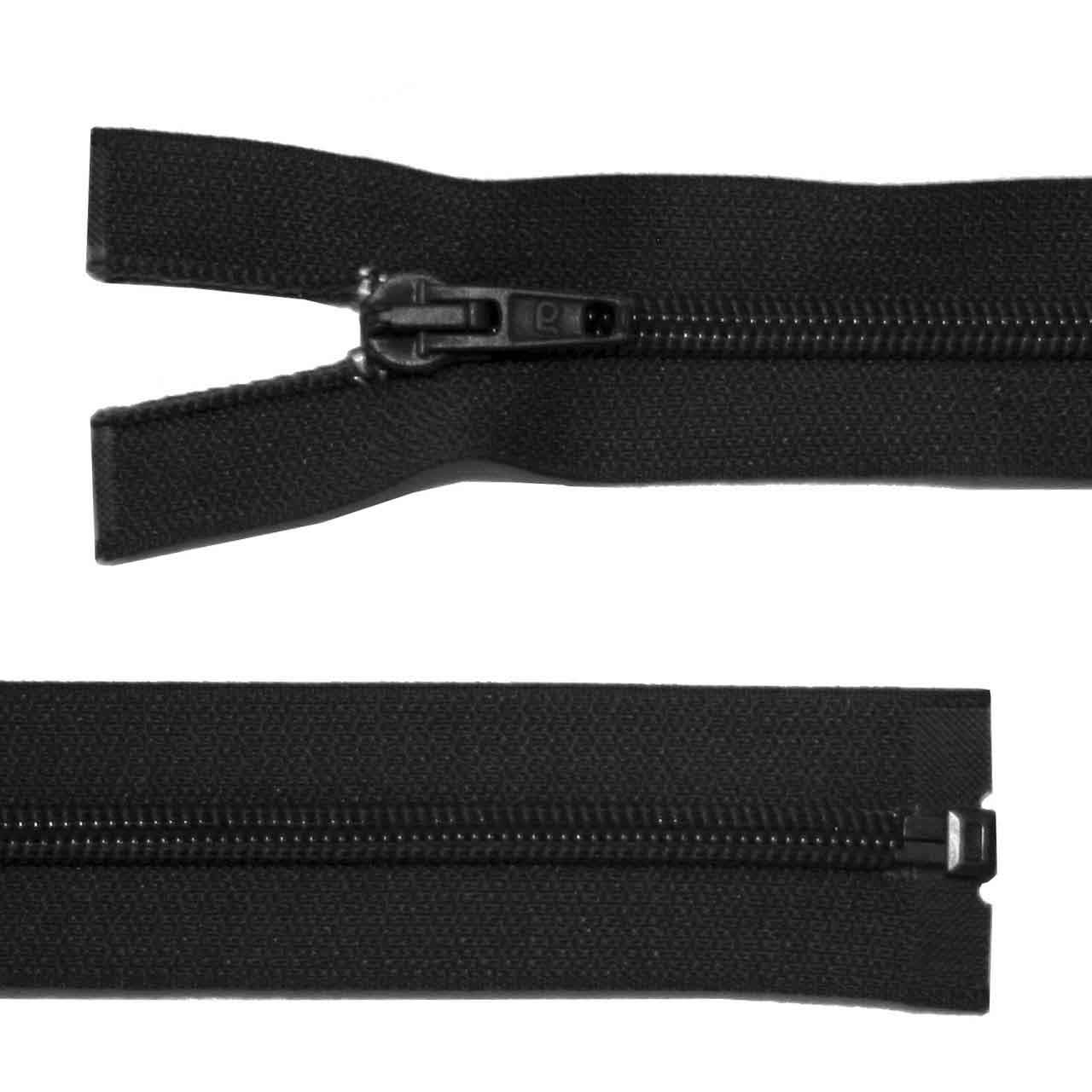 Zipper, Plastic, divisible, black, 65 cm