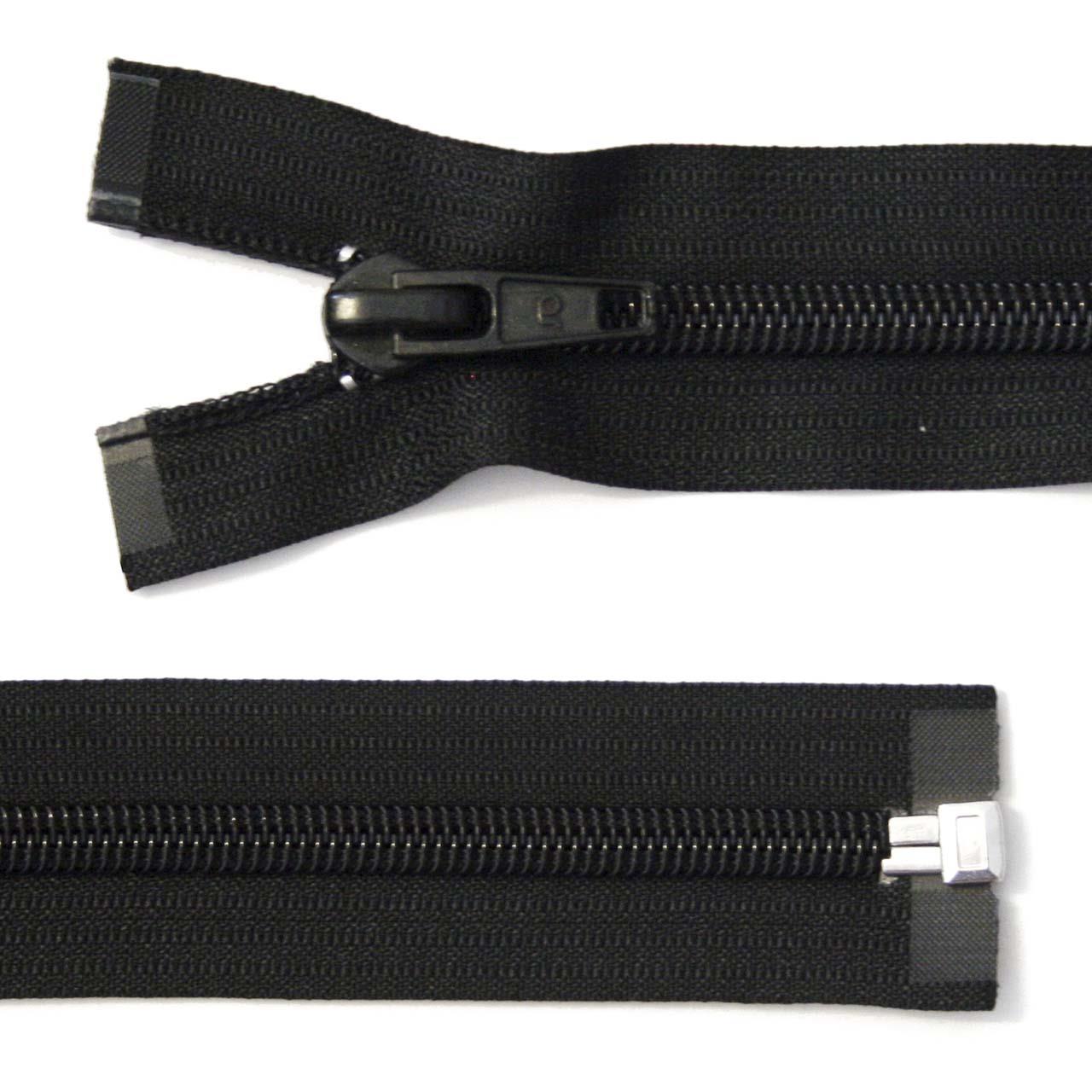 Zipper, plastic, divisible, wide, black, length 85 cm