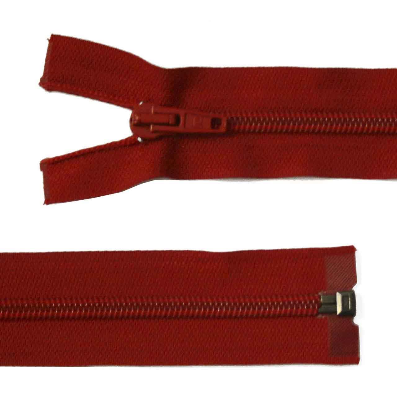 Zipper, plastic, divisible, red, 65 cm